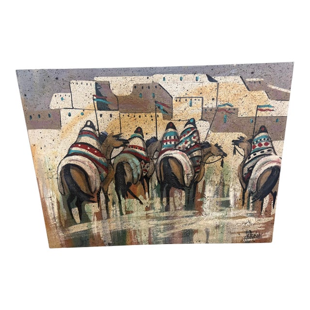 1950s Lee Reynolds Original Mid Century Oil on Canvas Rare Horses/Riders 30x41 For Sale