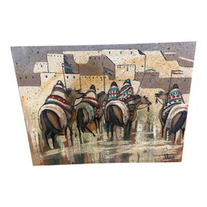 1950s Lee Reynolds Original Mid Century Oil on Canvas Rare Horses/Riders 30x41