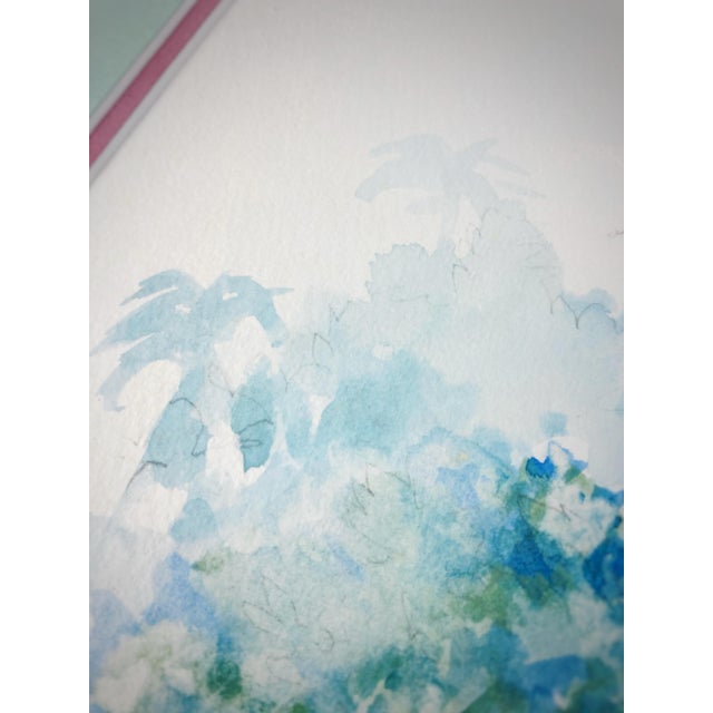 Large Jerry Baum Signed Watercolor “The Seaside” Coastal Southern Home, 1991 - Framed For Sale - Image 10 of 11