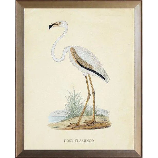 Rosy Flamingo in Distressed Metallic Frame 19x23 For Sale