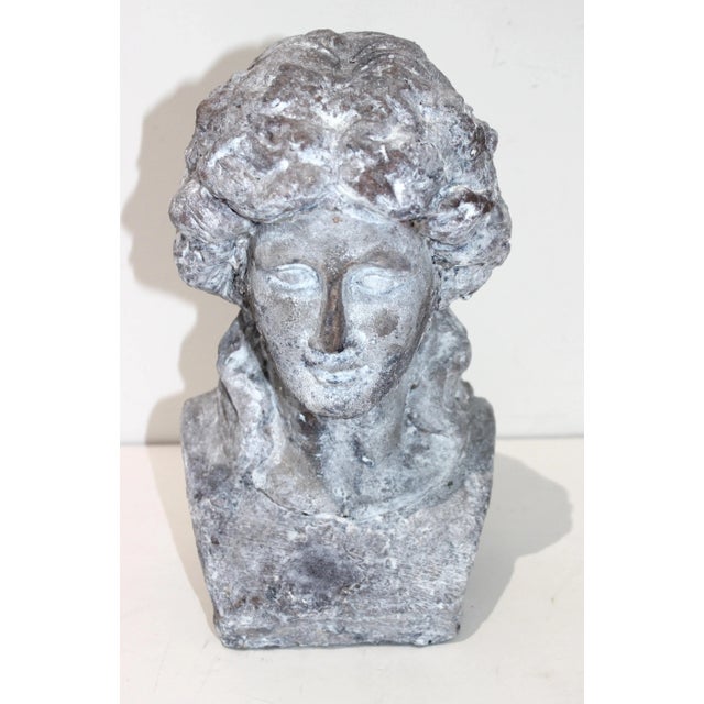 Victorian Artisan Bust of Victorian Girl Long Hair Tied in a Bow For Sale - Image 3 of 12