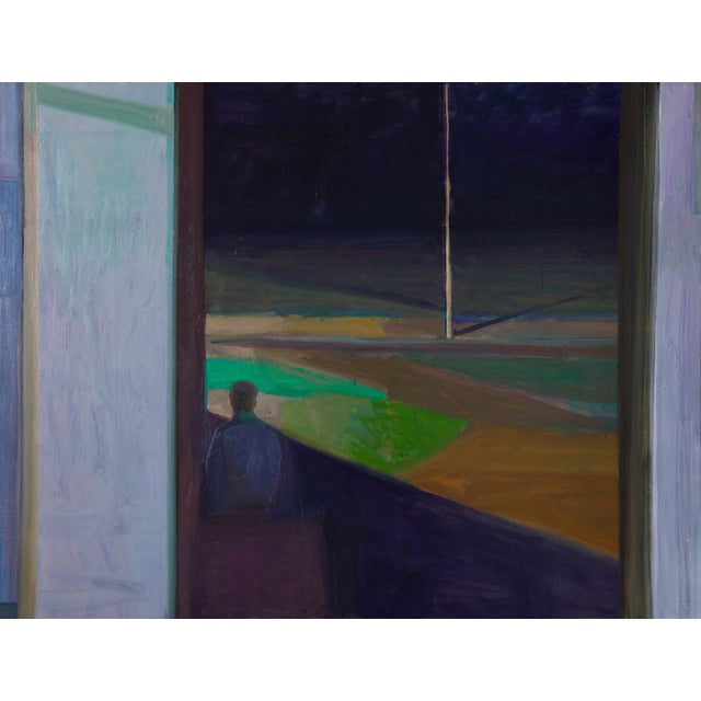 Alley Shadow by Hiroshi Sato | Oil on canvas View of a shadowy alley with a figure standing. For Sale