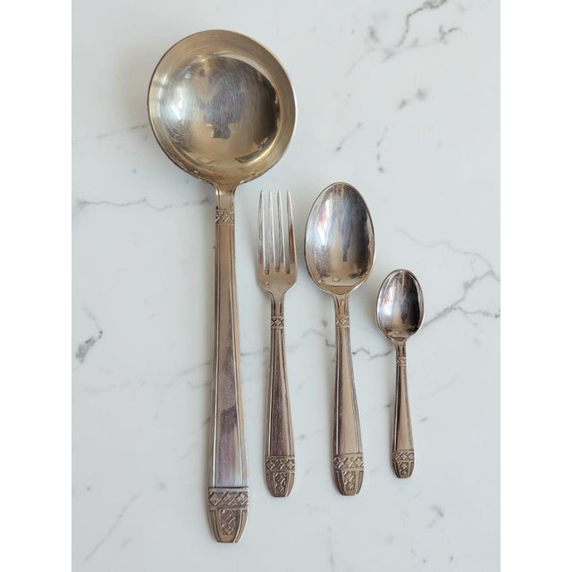 37-piece silver-plated flatware set, art deco, france, 20th century beautiful complete silver-plated flatware set with a...