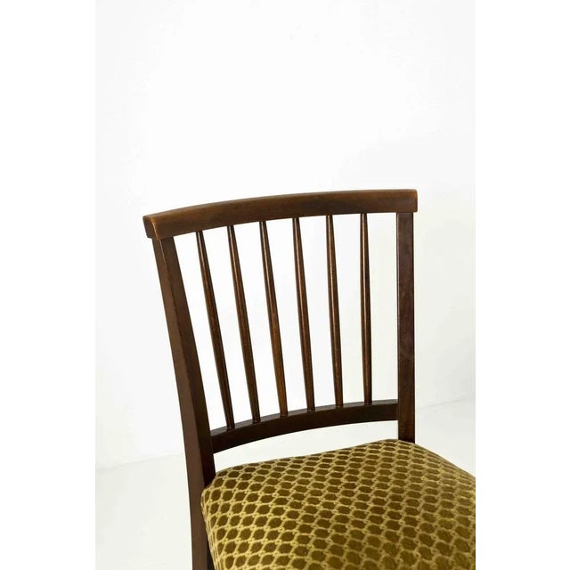 Vintage Wood and Ocher Yellow Fabric Dining Chairs, 1960s, Set of 4 For Sale - Image 9 of 11
