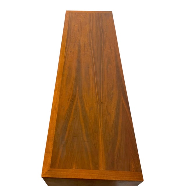 Vintage Mid Century Modern Solid Walnut Credenza Dovetail Drawers. For Sale - Image 12 of 12
