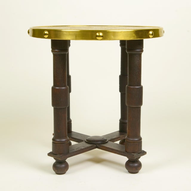 1920s Viennese Secessionist Brass and Ebonized Oak Table For Sale - Image 5 of 11