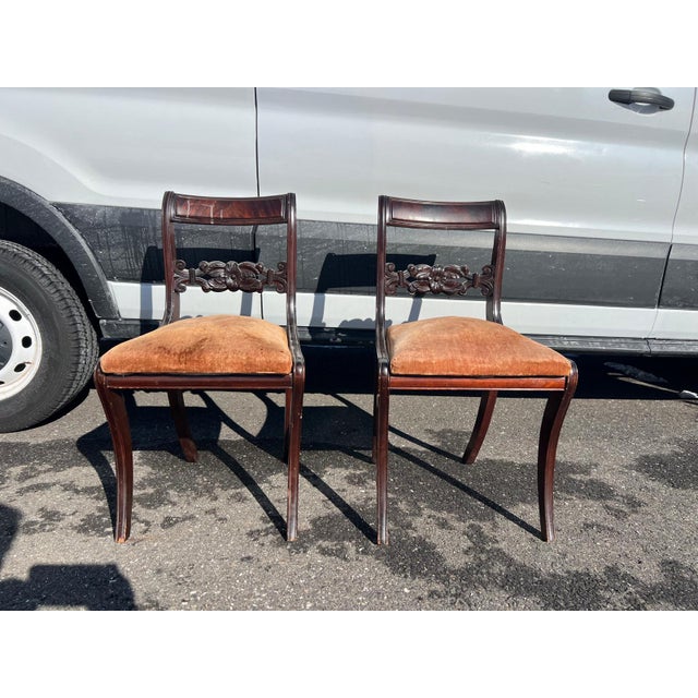 Early 19th Century Pair of Antique 19th Century Carved Wood Accent Chairs For Sale - Image 5 of 6
