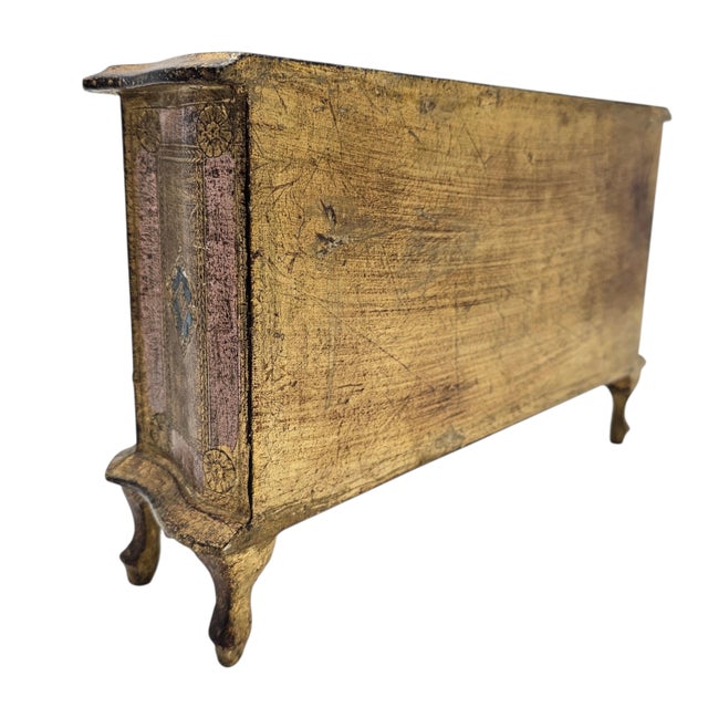 Italian Florentine Gilt Jewelry Chest, 13.5" Mid Century For Sale - Image 11 of 14