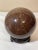 Vintage 6.5” Brown Amber Marble Ball Sphere Orb on Lacquered Wood Stand For Sale - Image 4 of 12