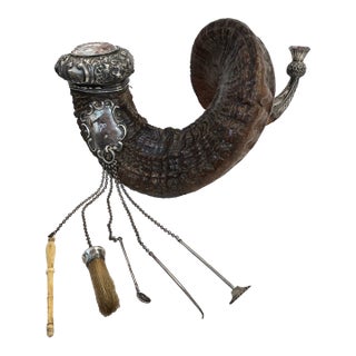 Scottish 19th Century Ram’s Horn Snuff Mull With Silver Mounts For Sale
