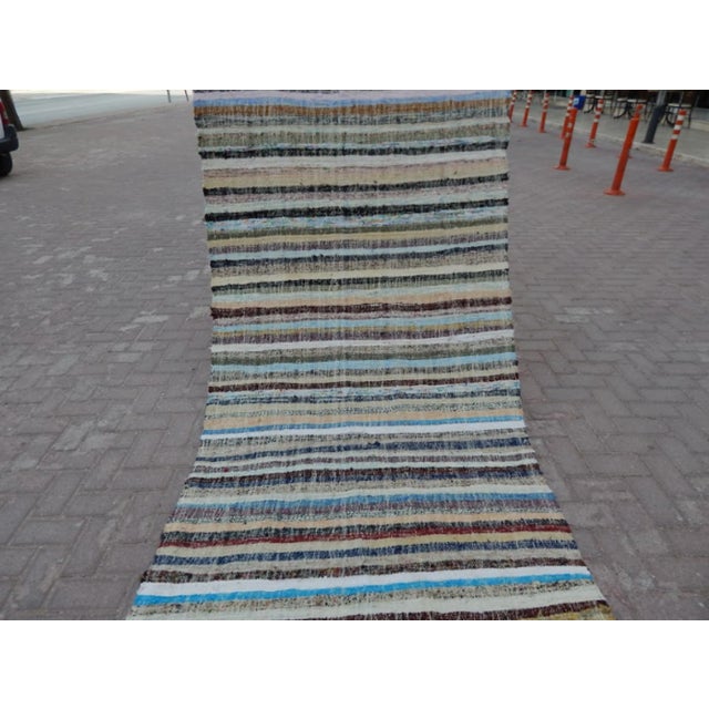 Textile Vintage Striped Turkish Chaput Rug - 3′11″ × 10′6″ For Sale - Image 7 of 9