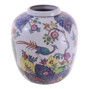 Tobacco Leaf Design Chinoiserie Ginger Jar Urn