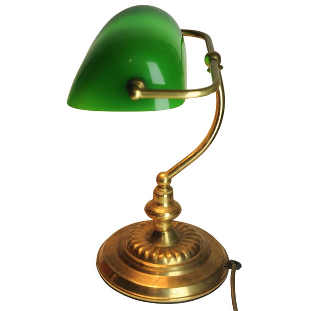 Victorian Student Desk Lamp with Racing Green Glass Shade and Switch For Sale - Image 9 of 14