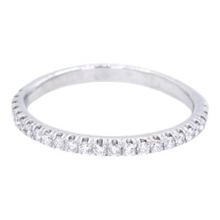 Platinum 950 Natural Diamond Half Eternity Band Ring For Sale