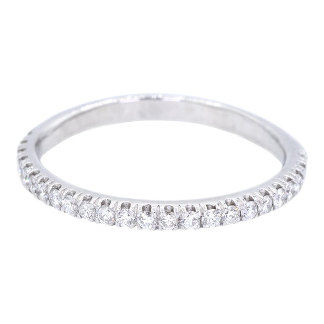 Platinum 950 Natural Diamond Half Eternity Band Ring For Sale
