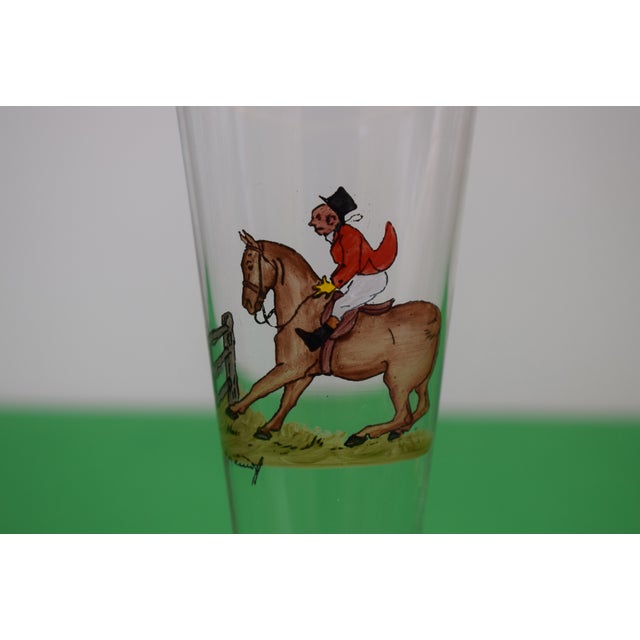 Set X 2 Abercrombie & Fitch/ Cyril Gorainoff Hand Painted Pilsner Glasses For Sale - Image 4 of 6