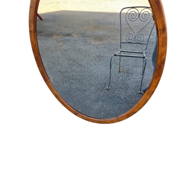 1940 Ovel Fruitwood Mirror New Glass. For Sale - Image 4 of 9