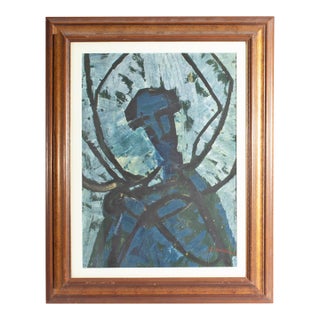 1964 Abstract Mixed Media on Paper Painting of St. Francis For Sale