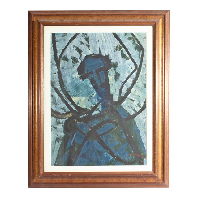 1964 Abstract Mixed Media on Paper Painting of St. Francis For Sale