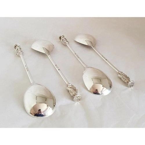 Antique Victorian London Silver Apostle Spoons with Heraldic Seals, 1897, Set of 4 For Sale - Image 3 of 14