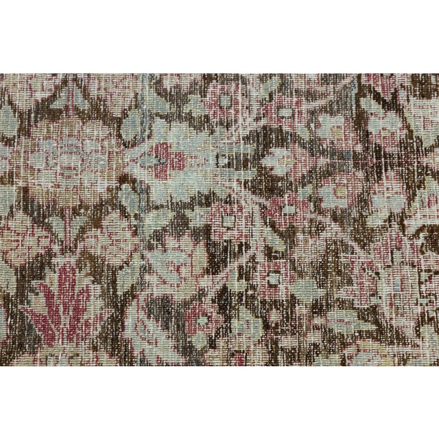 Antique Doroksh Wool Rug With Muted Crimson and Ice Blue Patina 9 X 13 For Sale - Image 4 of 11