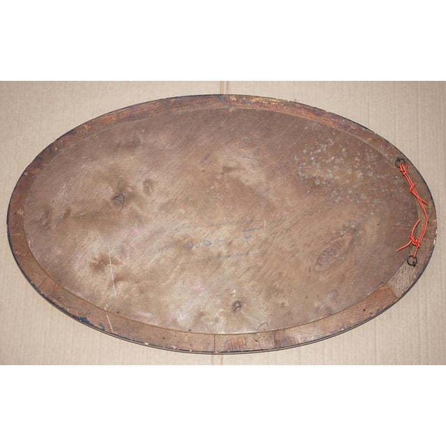 Antique Victorian Oval Hand-Carved Flamed Hardwood Framed Mirror For Sale - Image 9 of 11