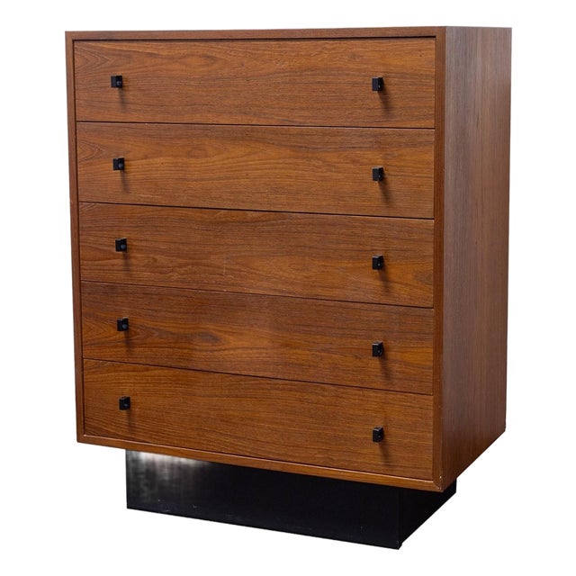 Vintage 1970s Mid Century Modern Inter Continental Design Teak 5 Drawer Dresser For Sale