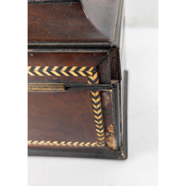 19th Century English Regency Sarcophagus Form Tea Caddy Box With Inlay For Sale - Image 14 of 14