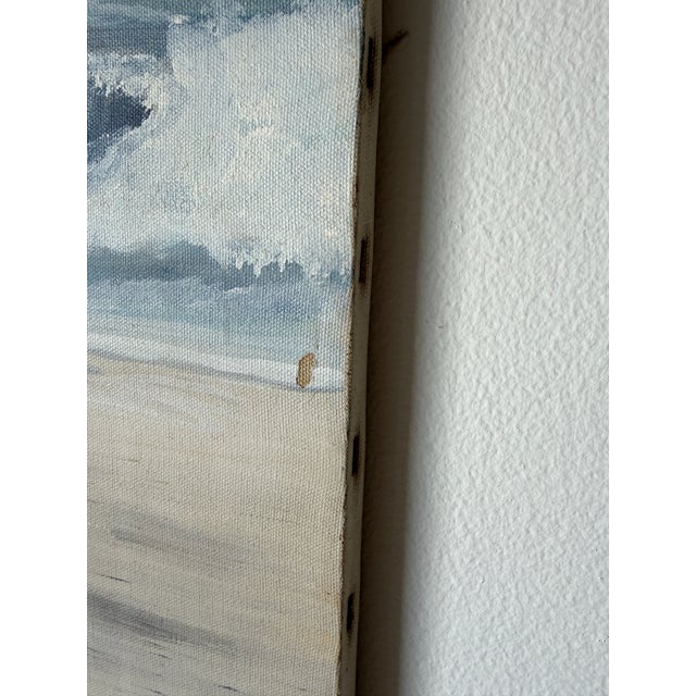 1980s Schamerhorn Black Lamborghini Countach on Sandy Beach Oil on Canvas Painting – Signed, Unframed For Sale - Image 12 of 14