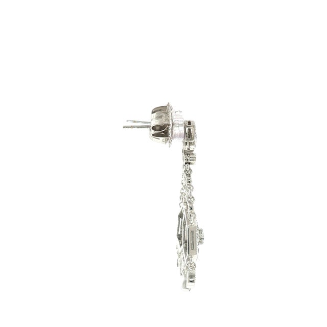 Victorian Late 20th-Century Victorian Style Natural Diamond Dangle Earrings, Pair For Sale - Image 3 of 4