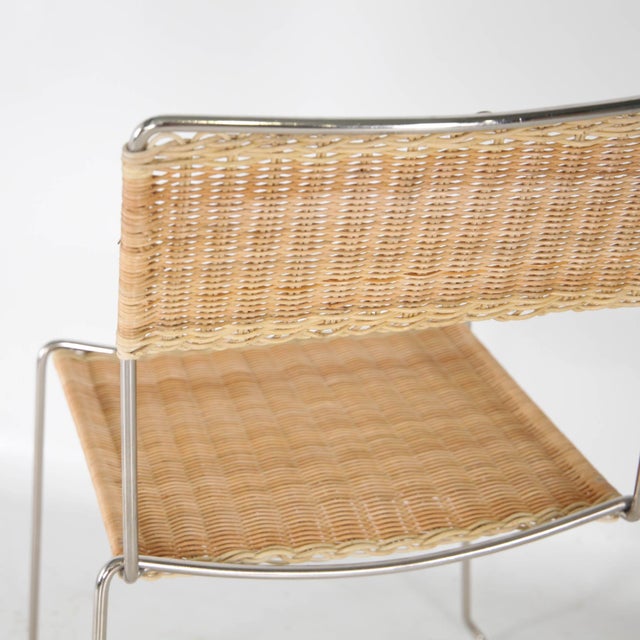 Wicker and Chrome Chairs, 1980s, Set of 4 For Sale - Image 4 of 14
