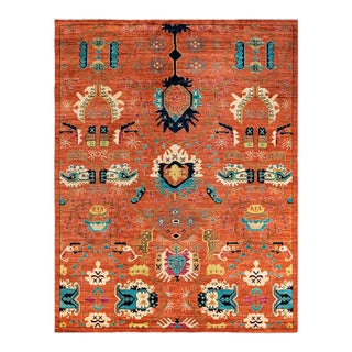 Serapi, One-of-a-Kind Hand-Knotted Runner Rug - Orange, 8' 0" x 10' 0" For Sale