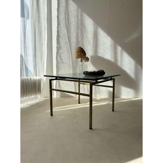 Swedish Brass Coffee Table with Marbled Glass Top, 1960s For Sale - Image 6 of 13