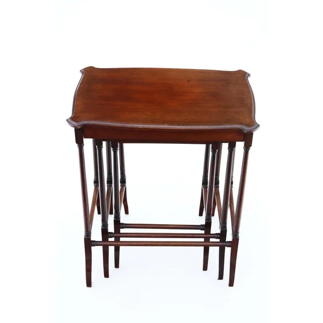 Antique Edwardian Mahogany Nesting Tables, 1910s, Set of 3 For Sale - Image 4 of 5