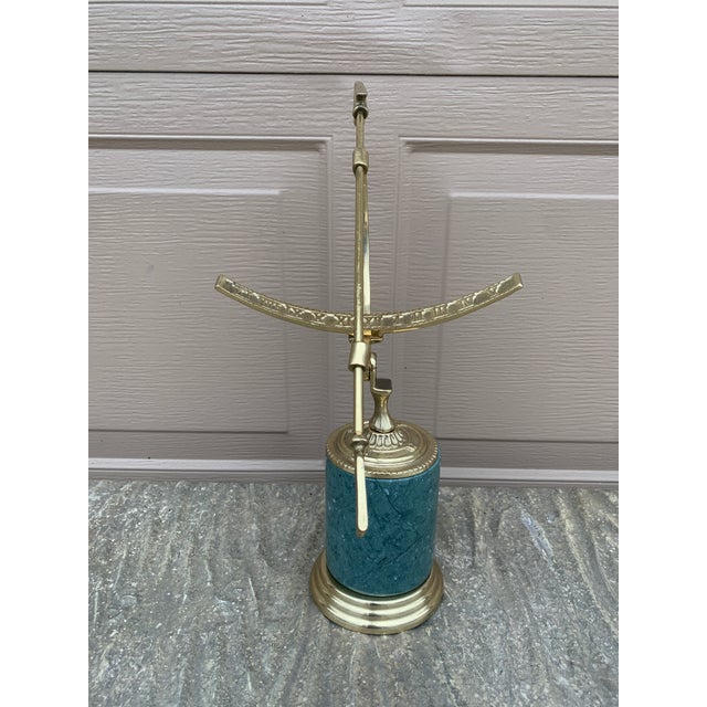 Vintage Neoclassical Brass Armillary Sundial on Green Marble Base For Sale - Image 9 of 12