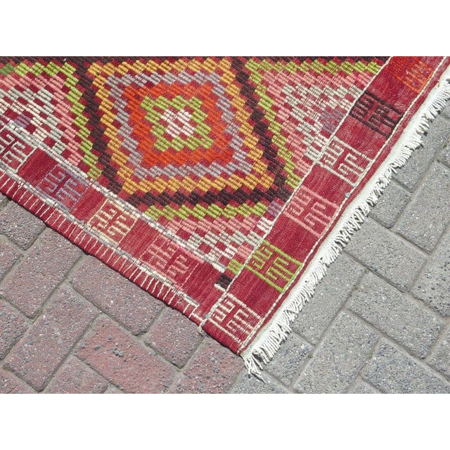1960s Vintage Turkish Handmade Kilim Rug - 61"x118" For Sale - Image 10 of 13