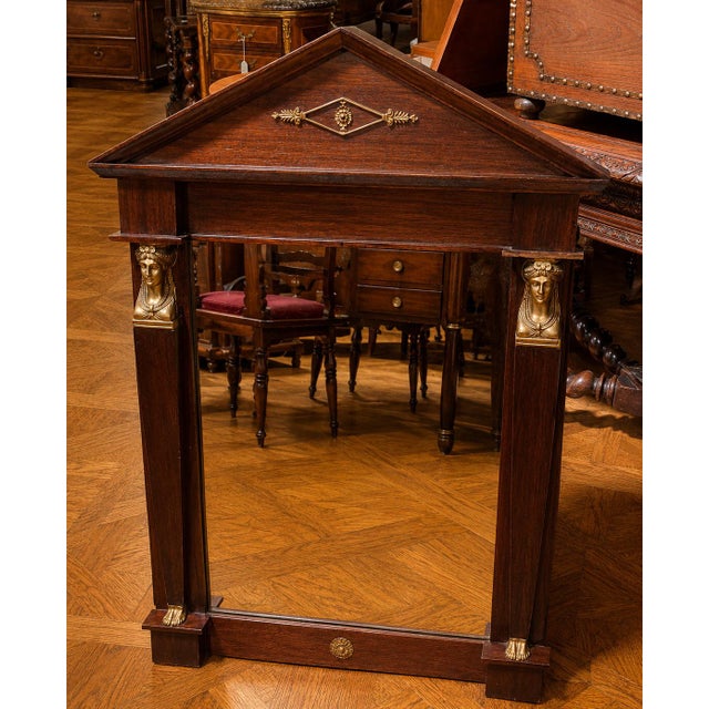Brown 19th Century Empire Mirror with Triangular Pediment For Sale - Image 8 of 9