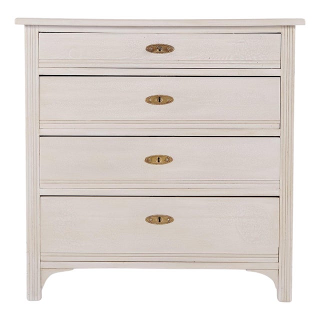 Antique Grey Painted Chest of 4 Drawers, 1890s For Sale