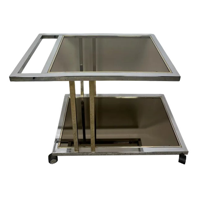 Service / Roller Table in Chromed and Golden Brass from Belgo Chrom / Dewulf Selection, 1960s For Sale