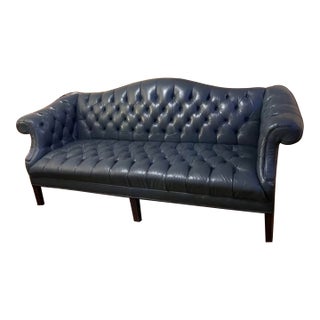 Vintage Carmel Back Chesterfield Leather Sofa by Classic Leather For Sale