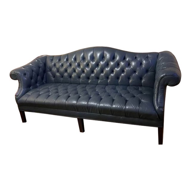 Vintage Carmel Back Chesterfield Leather Sofa by Classic Leather For Sale