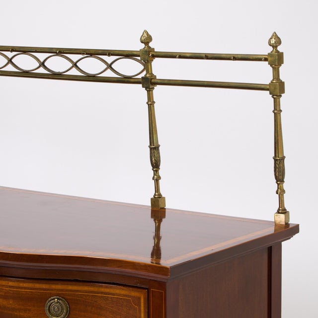 Brown Antique English 19th Cent George III Inlaid Sideboard W/ Removable Brass Gallery For Sale - Image 8 of 13