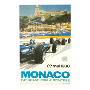 Monaco Grand Prix 1966 Michael Turner Vintage French Automobile Racing Poster