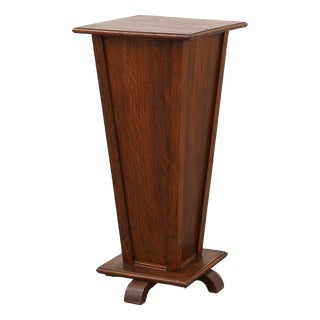 French Art Deco Geometric Oak Pedestal, 1925 For Sale
