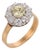 1910s Edwardian Fancy Yellow and White Diamond Gold Cluster Ring, Size 9 For Sale