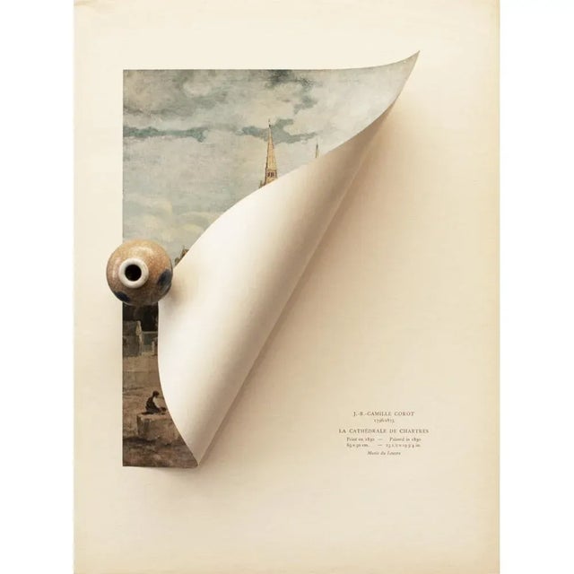 French 1930s After Camille Corot "The Chartres Cathedral", First Edition Swiss Photogravure For Sale - Image 3 of 8