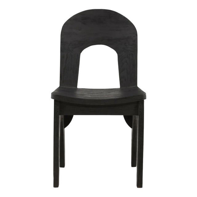 Modern Black Round Back Wood Dining Chair For Sale