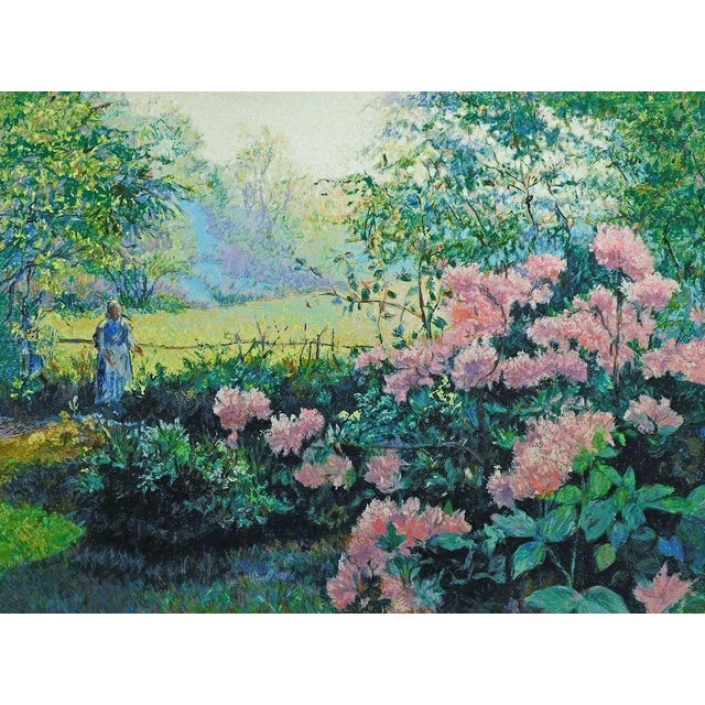 Impressionist H Claude Pissarro "Les Rhododendrons" Hand Signed Artwork, Garden Flowers For Sale - Image 3 of 8