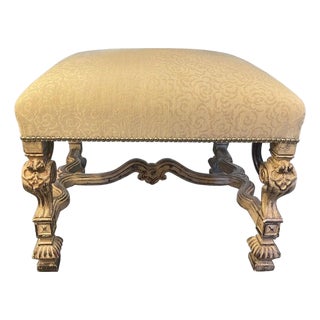 Late 19th Century Carved Italian Baroque-Style Upholstered Bench For Sale