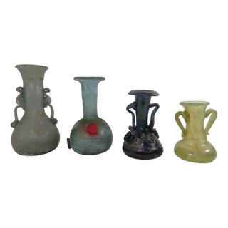 Vintage Hand-Worked Glass Vases, 1960s, Set of 4 For Sale